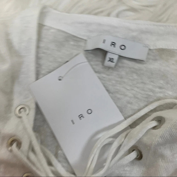 New IRO Tissa Slub Knit Top Lace Up White NWT Bohemian Women’s XL - Picture 12 of 16